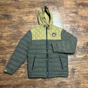 Vans Off the Wall Bridger Quilted Marled Wool and Canvas Hooded Jacket/ Coat